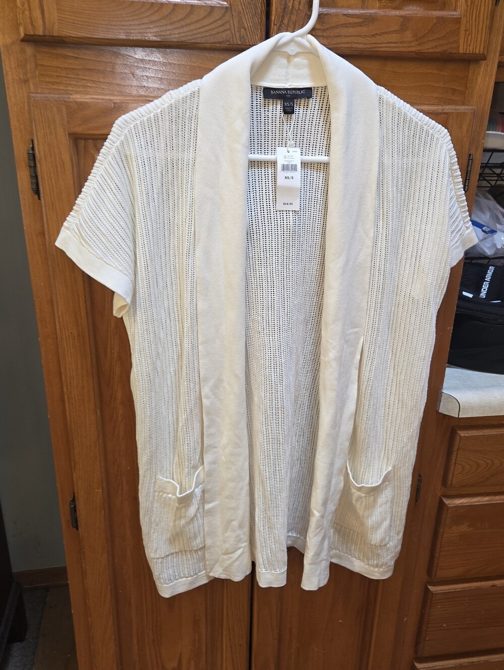 Banana Republic new off-white knit open-front cardigan, women's size XS/S